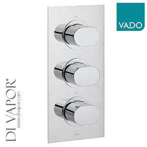 VADO LIF-128D/2-C/P DX Life 2 Outlet, 3 Handle Concealed Thermostatic Valve with Rectangular BackPlate Shower
