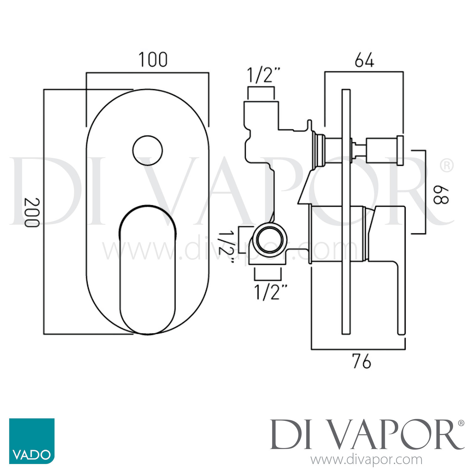 VADO LIF147C/P Life Concealed Shower Valve With Diverter Spare Parts