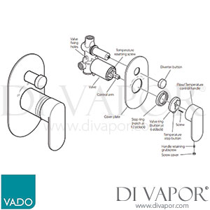 Vado LIF-147T Life Wall Mounted Concealed Thermostatic Shower Mixer with Diverter Spare Parts