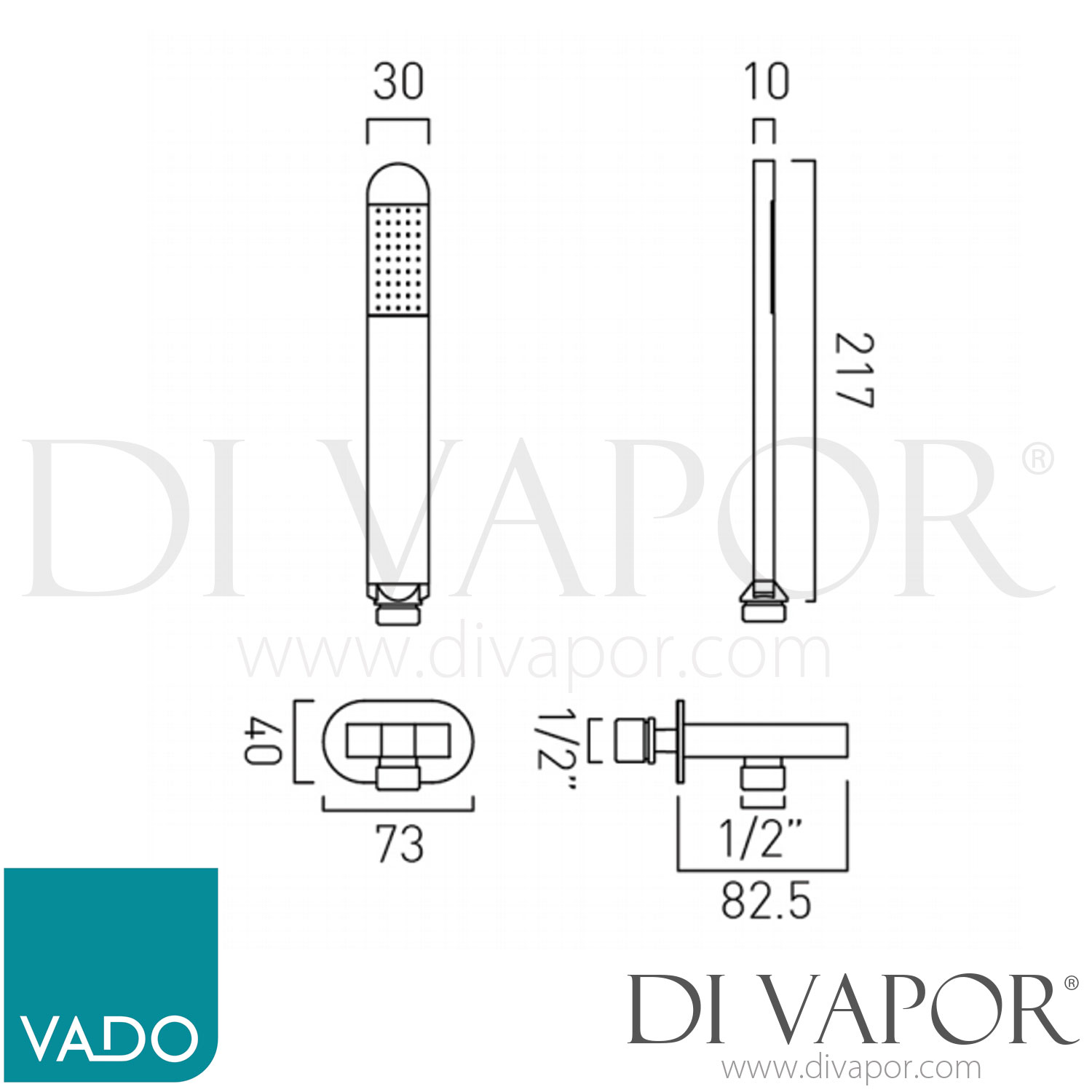 VADO LIFSFMKWOC/P Life Single Function Mini Shower Kit Spare Parts
