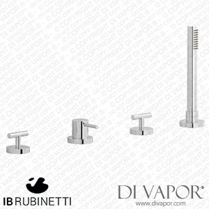 IB Rubinetti LM397CC Love me Four Holes Bath Filler with Overflow Outlet Connection Diverter and Shower Kit Spare Parts