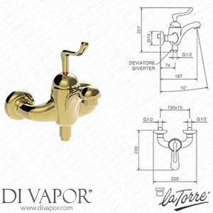 La Torre 11020/S Tiffany Single Lever Bath Mixer Spare Parts