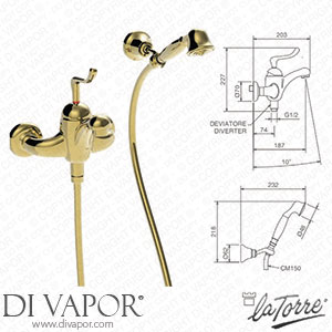 La Torre 11020 Tiffany Single Lever Bath Mixer with Adjustable Wall Bracket Spare Parts