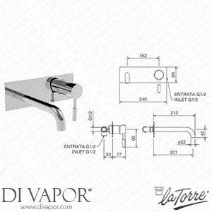 La Torre 12207 NEWTECH Towertech Wall Mounted Tap with Aerator Spare Parts
