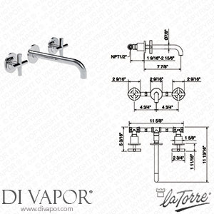 La Torre 12283 TC Crosstech Wall Mounted Lavatory Set Spare Parts
