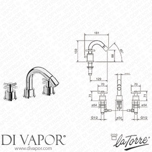 La Torre 14011 CS CROSS Towertech Widespread Bidet Set with Pop-Up Waste Spare Parts