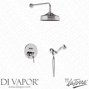 La Torre 22050 R SOF KIT Nobel Built-In Shower with Diverter 20 mm Shower Head and Wall-Mounted Hand Shower Spare Parts