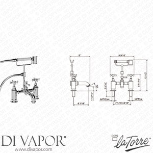 La Torre 25026/180 Victoria Deck Mounted Bath Shower Mixer Spare Parts