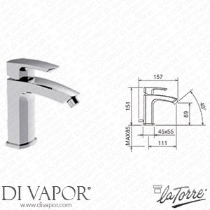 La Torre 31002 CS Studio Bathroom Tap with External Aerator and Pop-Up Waste Spare Parts