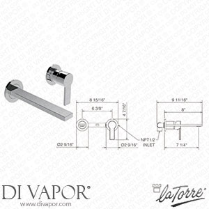 La Torre 35200 TC Italia 150 Wall Mounted Lavatory Set Spare Parts