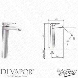 La Torre 37501 CS Woda Tall Bathroom Tap with Pop-Up Waste Spare Parts
