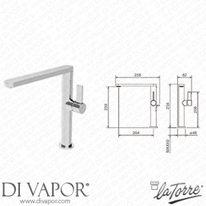 La Torre 40401 CS Taya Tall Lavatory Tap with Pop-Up Waste Spare Parts