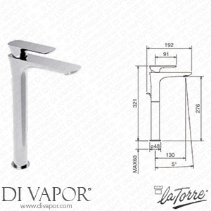La Torre 44501 CS Laghi Tall Lavatory Tap with Pop-Up Waste Spare Parts