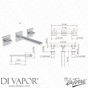 La Torre 45280 JA TC Profili Wall Mounted Lavatory Set Spare Parts