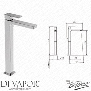 La Torre 45501 CS Profili Tall Lavatory Tap with Pop-Up Waste Spare Parts