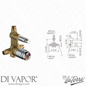 La Torre 50797 VOL CR Built-In Volume Control Pressure Balance Shower Mixer with Diverter Spare Parts