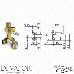 La Torre INC 050/R 35 L Built-In Thermostatic Valve with Diverter Spare Parts