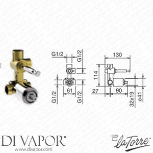La Torre INC 050/R 35 N Built-In Thermostatic Valve with Diverter Spare Parts