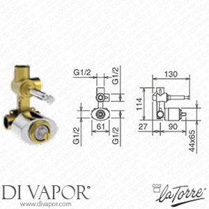 La Torre INC 050/R 35 V Built-In Body with Diverter Spare Parts