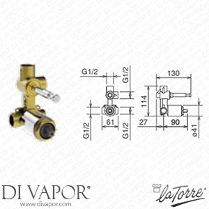 La Torre INC 050/R 35 Built-In Thermostatic Shower Body with Diverter Spare Parts