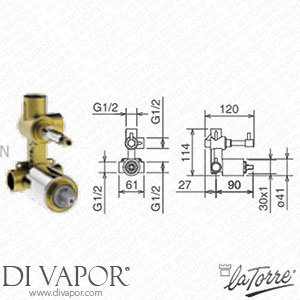 La Torre INC 050/RL 35 L Built-In Body with Lever Diverter Spare Parts