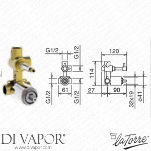 La Torre INC 050/RL 35 N Built-In Body with Lever Diverter Spare Parts