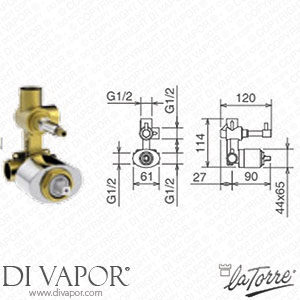 La Torre INC 050/RL 35 V Built-In Body with Lever Diverter Spare Parts