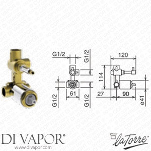 La Torre INC 050/RL 35 Built-In Body with Lever Diverter Spare Parts