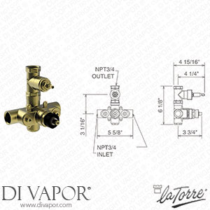 La Torre INC 950 3/4 Built-In Concealed Thermostatic Valve Spare Parts