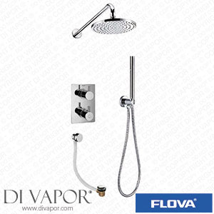 Flova LV3WPK1-SQ-U Levo Thermostatic 3-Outlet Shower Valve with Fixed Head Handshower Kit and Bath Overflow Filler - Square Spare Parts