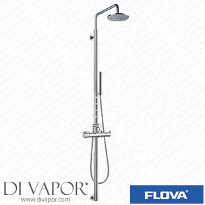Flova LVSP Levo Thermostatic Exposed Shower Column with Hand Shower Set Body Jets and Over Head Shower Spare Parts