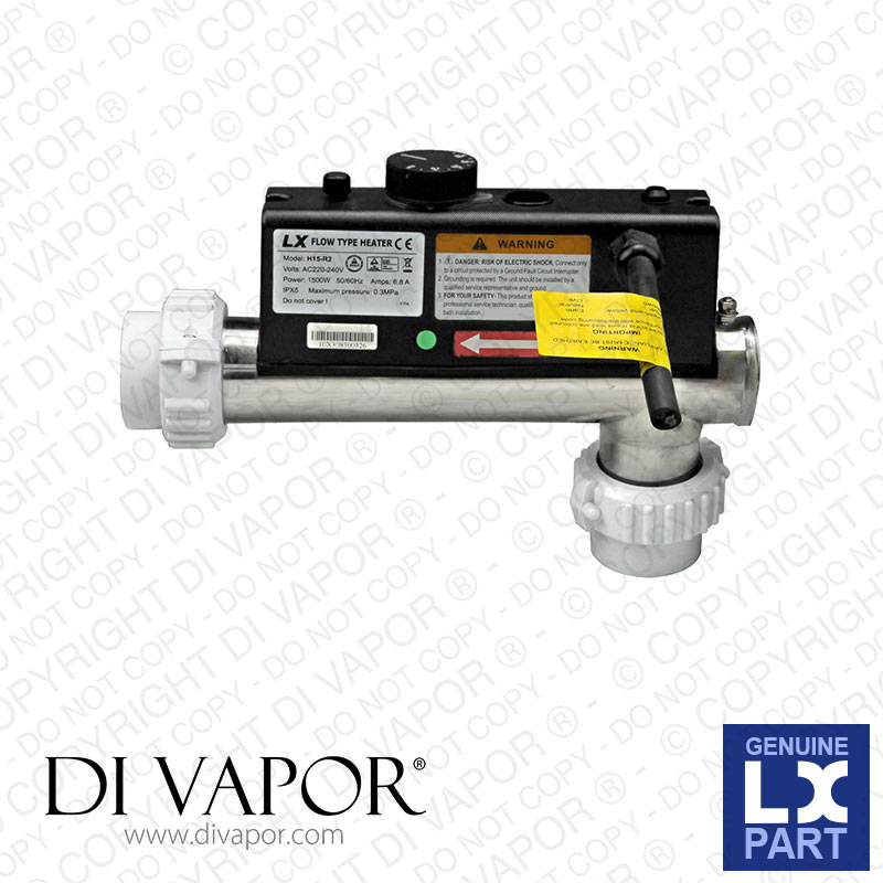 LX H20-R2 Water Heater 2000W (2kW) L Shape | Hot Tub | Spa | Whirlpool Bath | Flow Type Heater | 230
