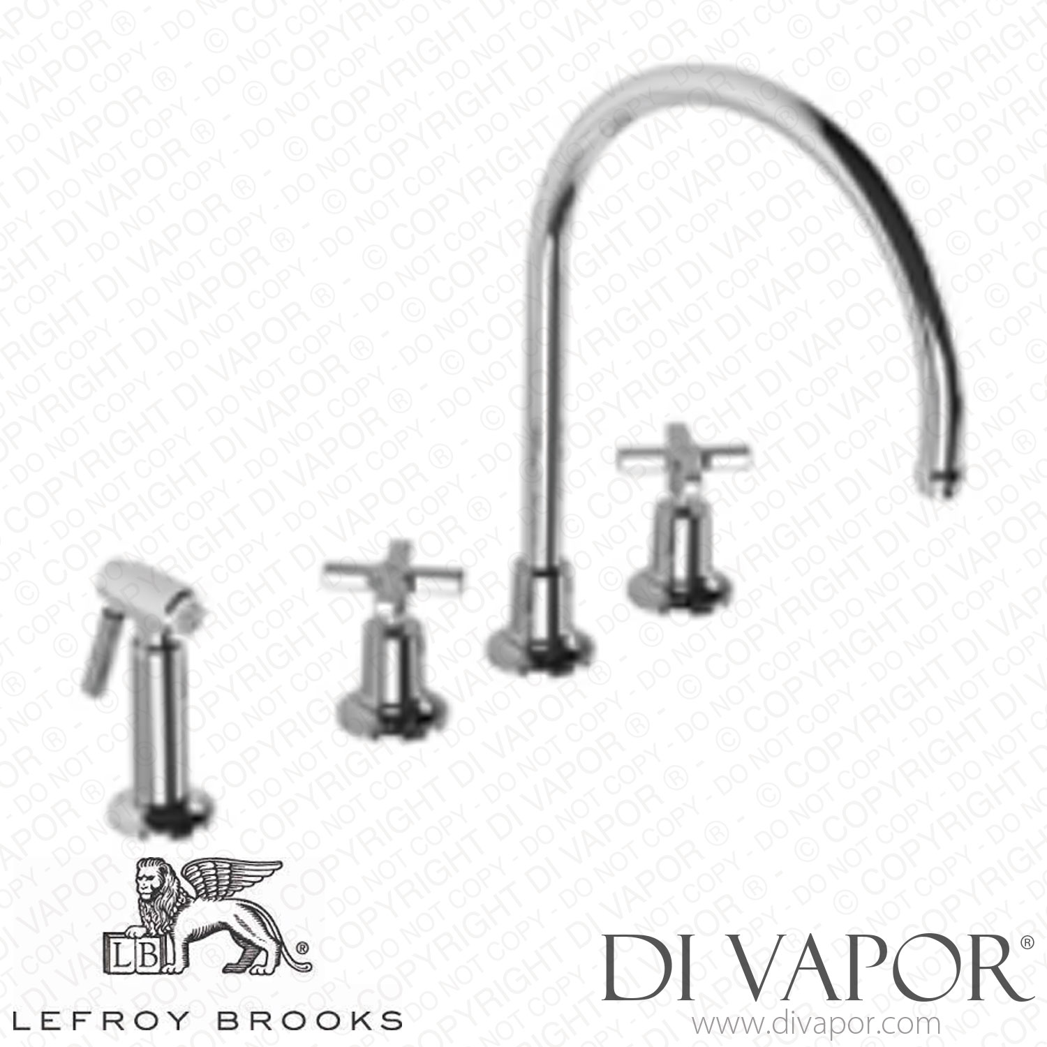 Lefroy Brooks FLEETWOOD CROSS HANDLE 4HOLE KITCHEN MIXER WITH METAL