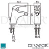VADO Magma Bidet Mixer Single Lever Pop-Up Waste Dimensions