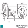 VADO Magma Shower Valve Diverter Single Lever Dimensions