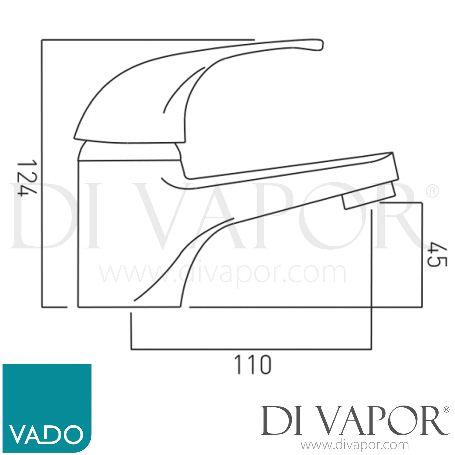 VADO MAT100/SBC/P Matrix Mono Bathroom Basin Tap without Clic Clac Waste Spare Parts