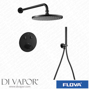 Flova MB-LVT2WPK3-RO-V Matt Black Goclick Flow Control 2 Outlet Shower Pack with Handset Kit - Round Spare Parts