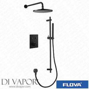 Flova MB-LVT2WPK4-SQ-V Matt Black Goclick Flow Control 2 Outlet Shower Pack with Sliderail Kit - Square Spare Parts