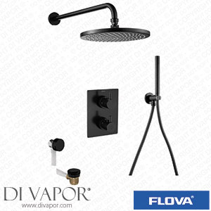 Flova MB-LVT3WPK1-SQ-U Levo Thermostatic 3-Outlet Shower Valve with Fixed Head Handshower Kit and Bath Overflow Filler - Square - Matt Black Spare Parts