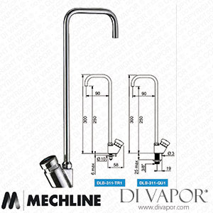 Mechline Delabie DLB-311-TR1 Fountain Pillar Tap Spare Parts