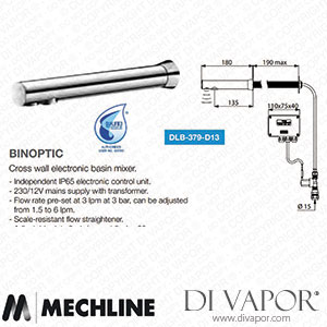 Mechline Delabie DLB-379-D13 Binoptic Panel Mounted Basin Tap Spare Parts