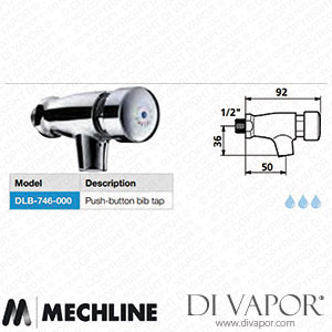 Mechline Delabie DLB-746-000 Tempostop Push-Button Bib Tap Spare Parts
