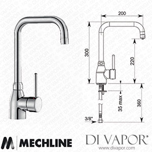 Mechline Delabie JC-DLB-5012T4 Table-Top Single Control Mixer Spare Parts