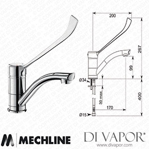 Mechline Delabie JC-DLB-5044LSP 1/2-Inch Mechanical basin Mixer with Lever Control Spare Parts