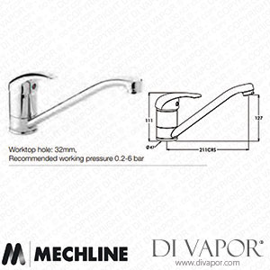 Mechline Pegler Yorkshire WR-4J4011 Monobloc Sink Mixer Tap with Lever Control Spare Parts
