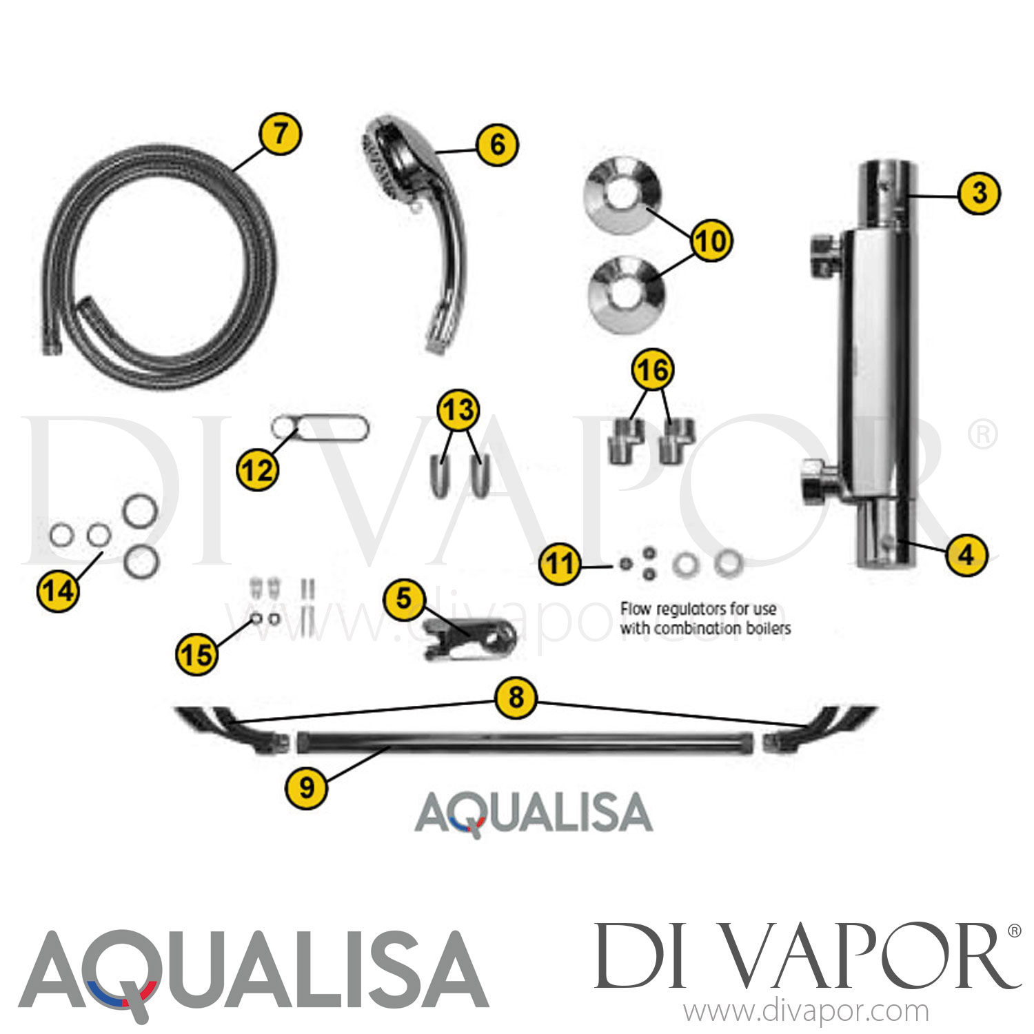 Aqualisa MD2012BAR Midas 200 Bar Mixer Shower Spare Parts