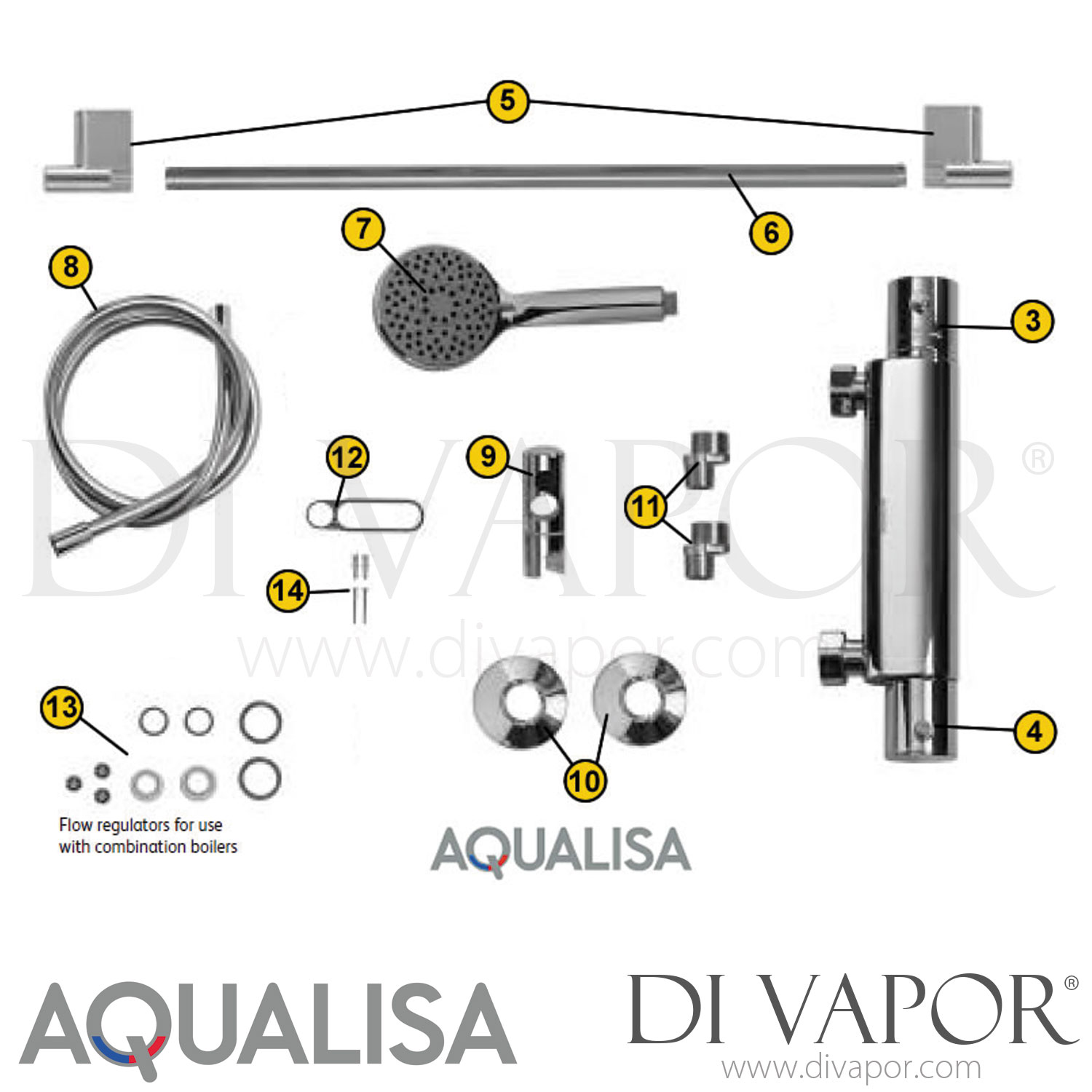 Aqualisa MD301BAR Midas 300 Bar Mixer Shower Spare Parts