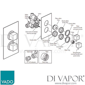 Vado MIX-148B/3 Mix Concealed 3 Way Thermostatic Shower Valve with Rectangular Backplate Spare Parts