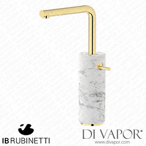 IB Rubinetti MM202II_1 Marmo + Marmo L Tall Monohole Washbasin Mixer Complete with Drain - White Marble Spare Parts