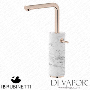 IB Rubinetti MM202RS_1 Marmo + Marmo L Tall Monohole Washbasin Mixer Complete with Drain - White Marble Spare Parts